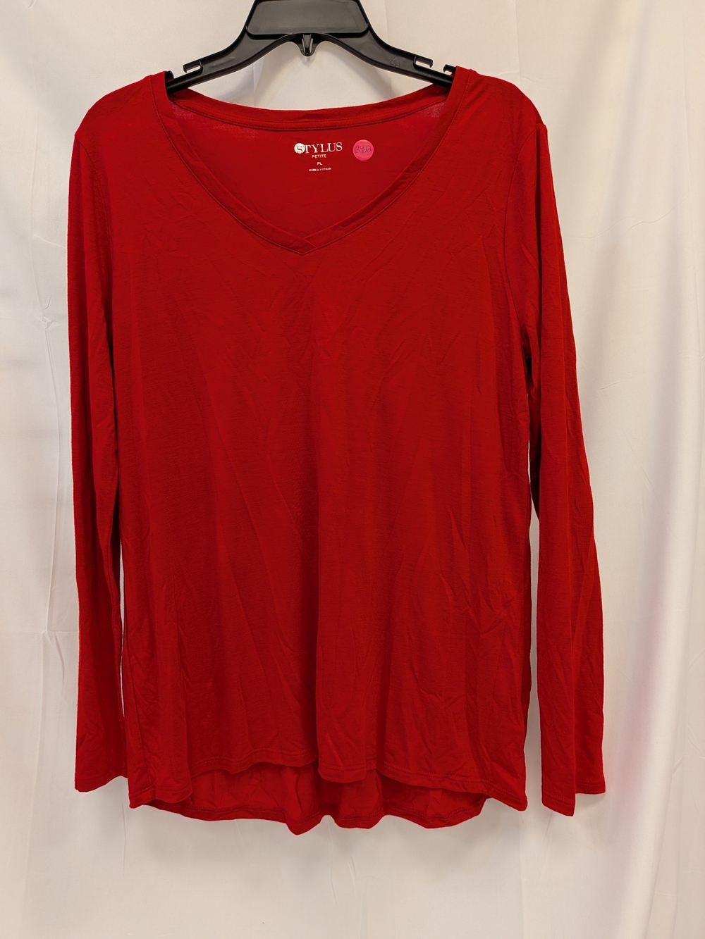 STYLUS Red V-Neck Long Sleeve Top